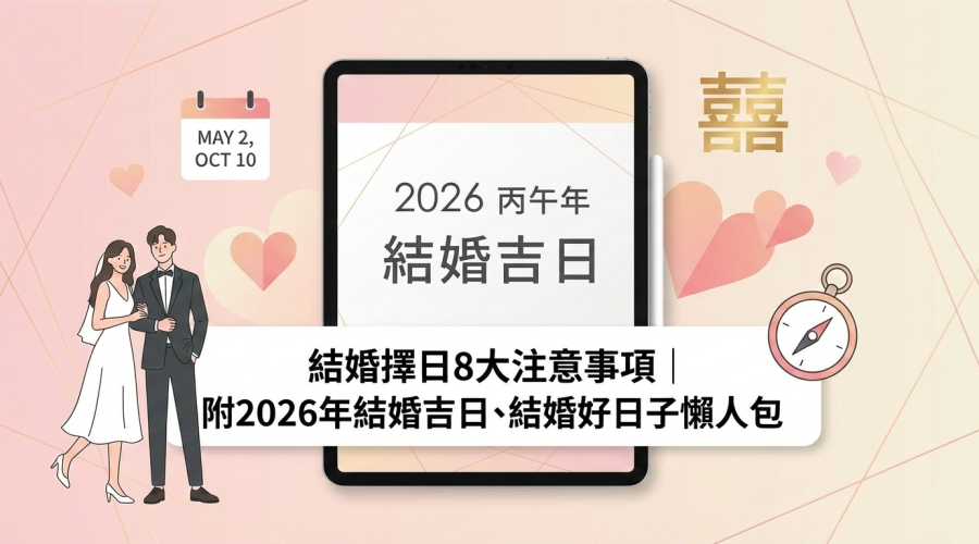 結婚擇日8大注意事項｜附2026年結婚吉日、結婚好日子懶人包